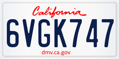 CA license plate 6VGK747