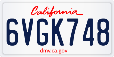 CA license plate 6VGK748
