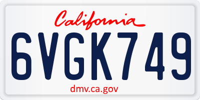 CA license plate 6VGK749