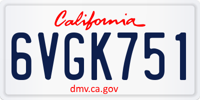 CA license plate 6VGK751