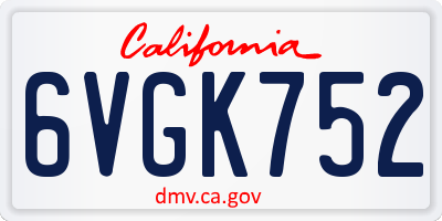 CA license plate 6VGK752