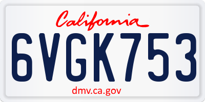 CA license plate 6VGK753