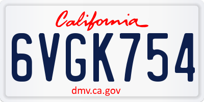 CA license plate 6VGK754
