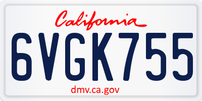 CA license plate 6VGK755