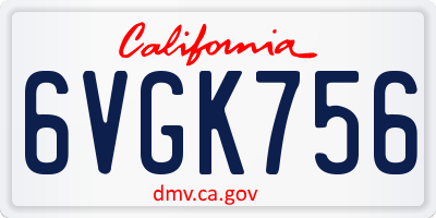 CA license plate 6VGK756