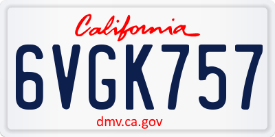 CA license plate 6VGK757