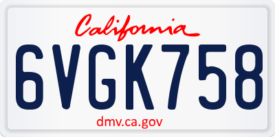 CA license plate 6VGK758