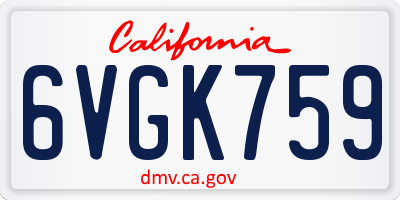 CA license plate 6VGK759