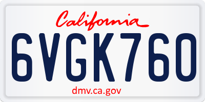 CA license plate 6VGK760