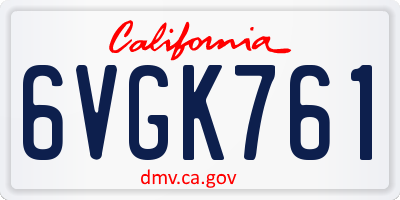 CA license plate 6VGK761