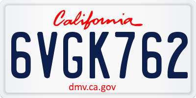 CA license plate 6VGK762