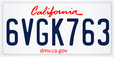 CA license plate 6VGK763