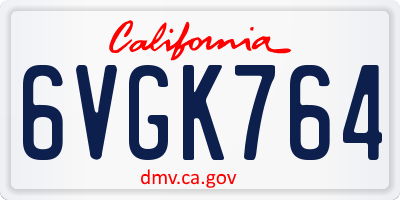 CA license plate 6VGK764