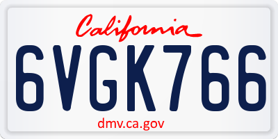 CA license plate 6VGK766
