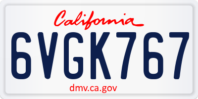 CA license plate 6VGK767