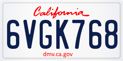 CA license plate 6VGK768