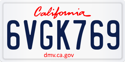 CA license plate 6VGK769