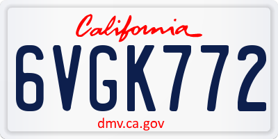 CA license plate 6VGK772
