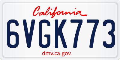 CA license plate 6VGK773