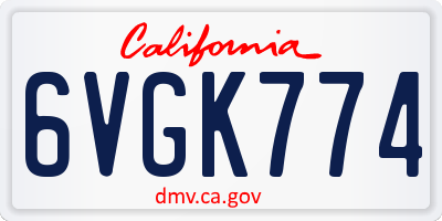 CA license plate 6VGK774