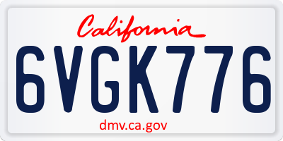CA license plate 6VGK776