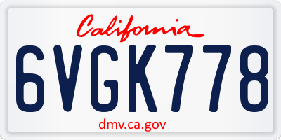 CA license plate 6VGK778