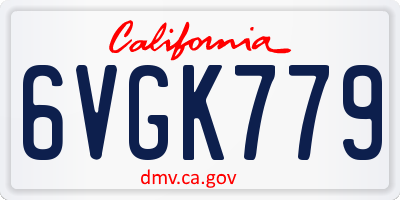 CA license plate 6VGK779