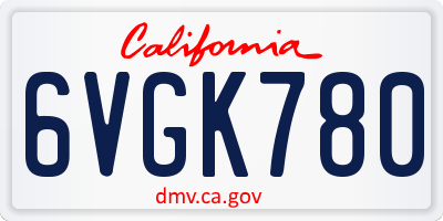 CA license plate 6VGK780
