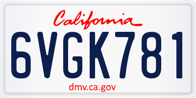 CA license plate 6VGK781