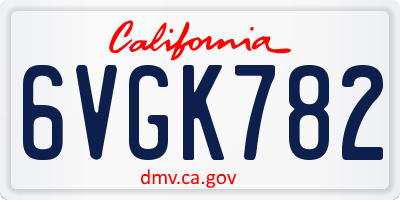 CA license plate 6VGK782