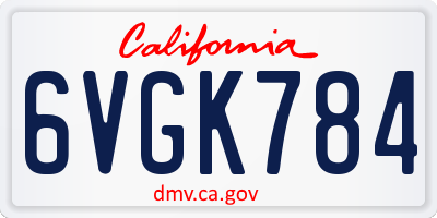 CA license plate 6VGK784