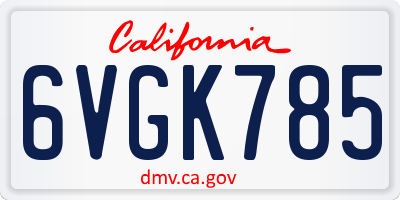 CA license plate 6VGK785
