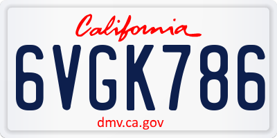 CA license plate 6VGK786