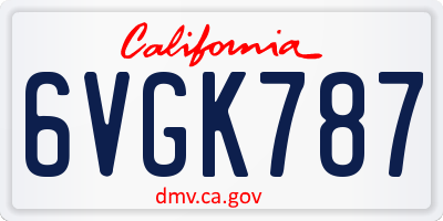 CA license plate 6VGK787