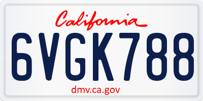 CA license plate 6VGK788