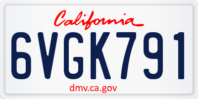CA license plate 6VGK791
