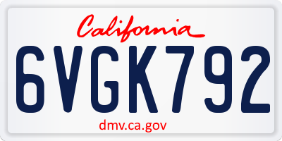 CA license plate 6VGK792