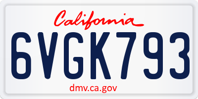 CA license plate 6VGK793