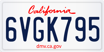 CA license plate 6VGK795