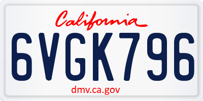 CA license plate 6VGK796