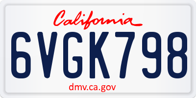 CA license plate 6VGK798