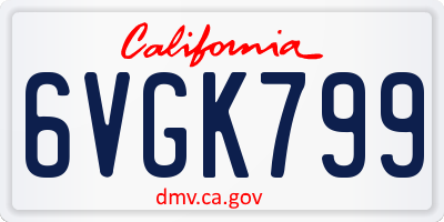 CA license plate 6VGK799