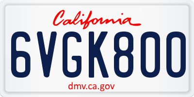 CA license plate 6VGK800