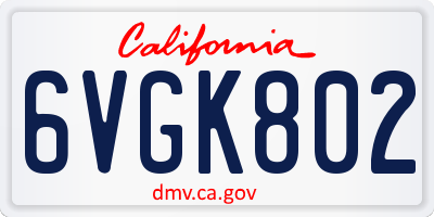 CA license plate 6VGK802