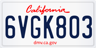 CA license plate 6VGK803