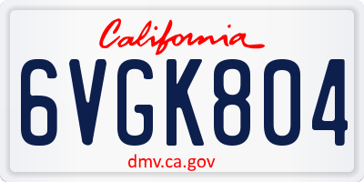 CA license plate 6VGK804