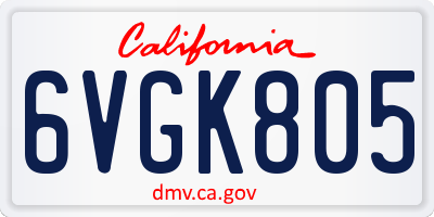 CA license plate 6VGK805