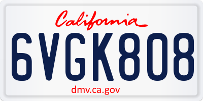 CA license plate 6VGK808