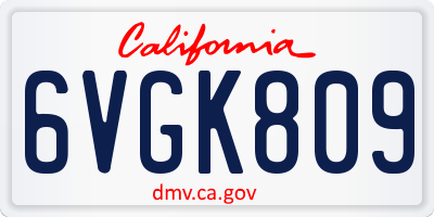 CA license plate 6VGK809