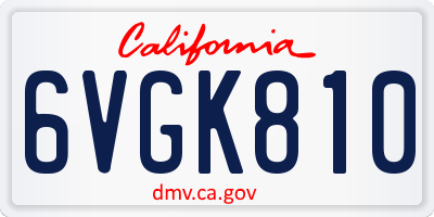 CA license plate 6VGK810